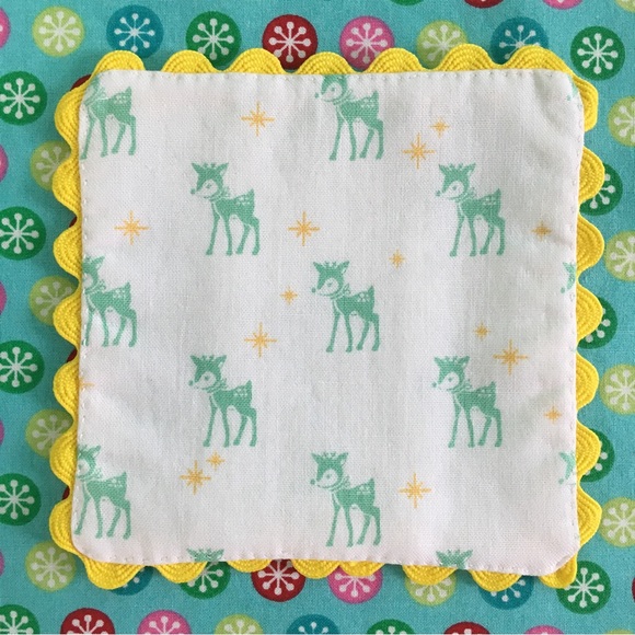 β¨White Mid-century Modern Reindeer Coasters, Hand Made Set of 2β¨ - Picture 6 of 12